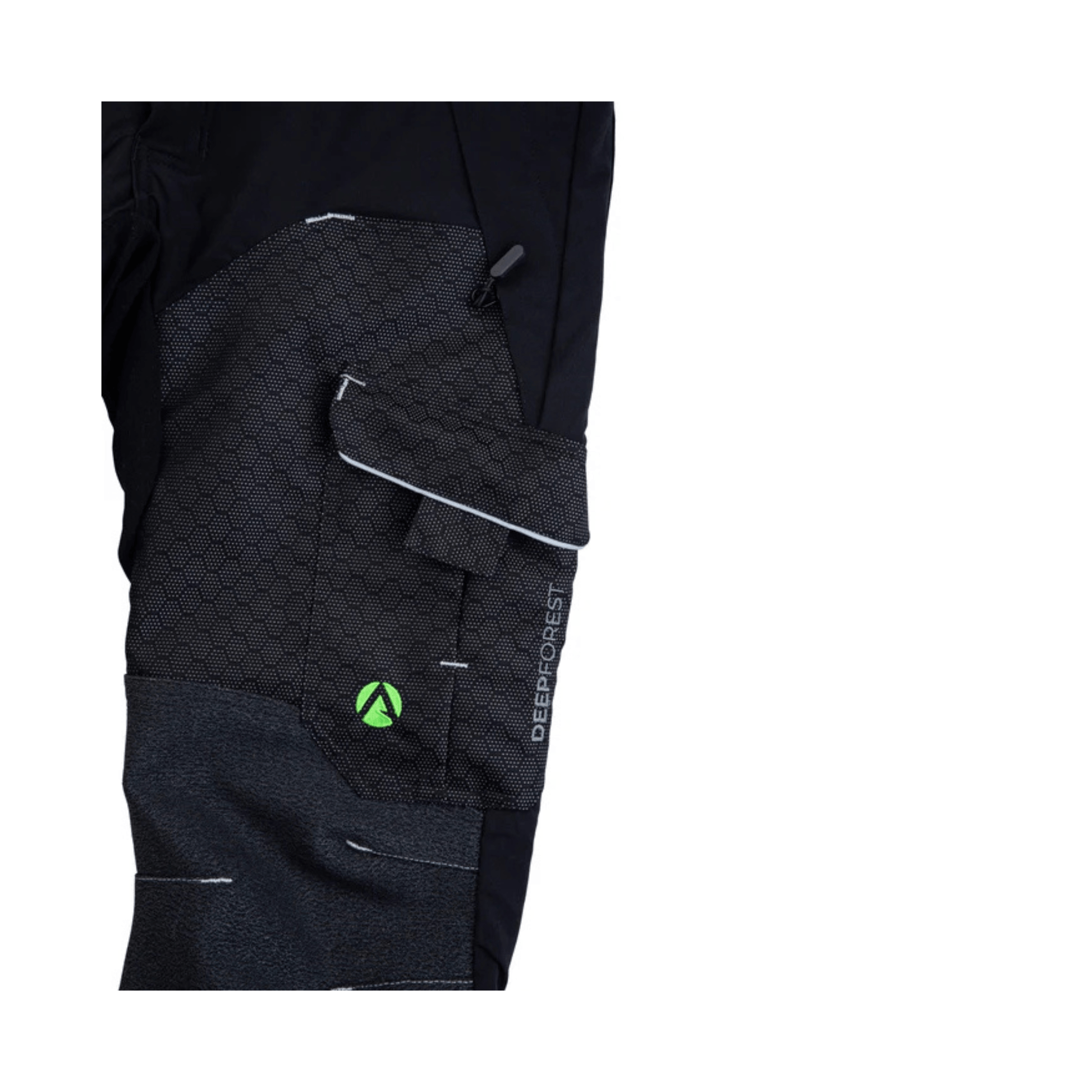 Close-up of the Arbortec Deep Forest Chainsaw Trousers Type C showcasing the durable design and stylish features.