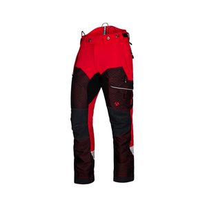 Deep Forest Chainsaw Trousers Type A in red color, designed for arborists offering protection and comfort.
