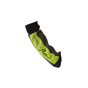 Arbortec forearm chainsaw sleeve in black and green for tree surgeons, offering essential protection against cuts.