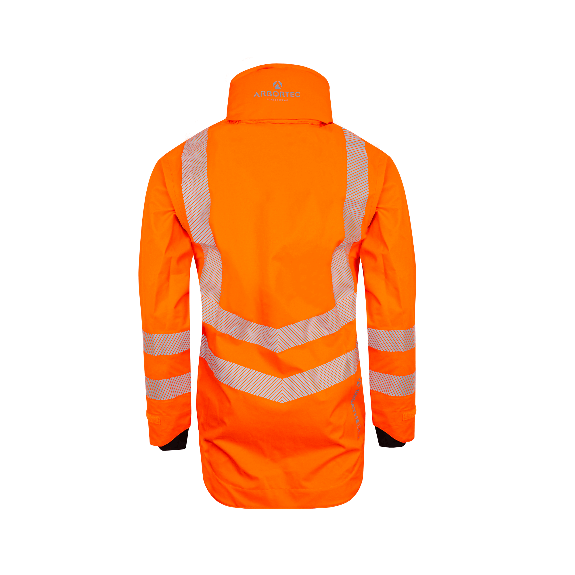 Full Zip Waterproof Womens Work Jacket Hi-Vis Orange with reflective stripes for safety and visibility.