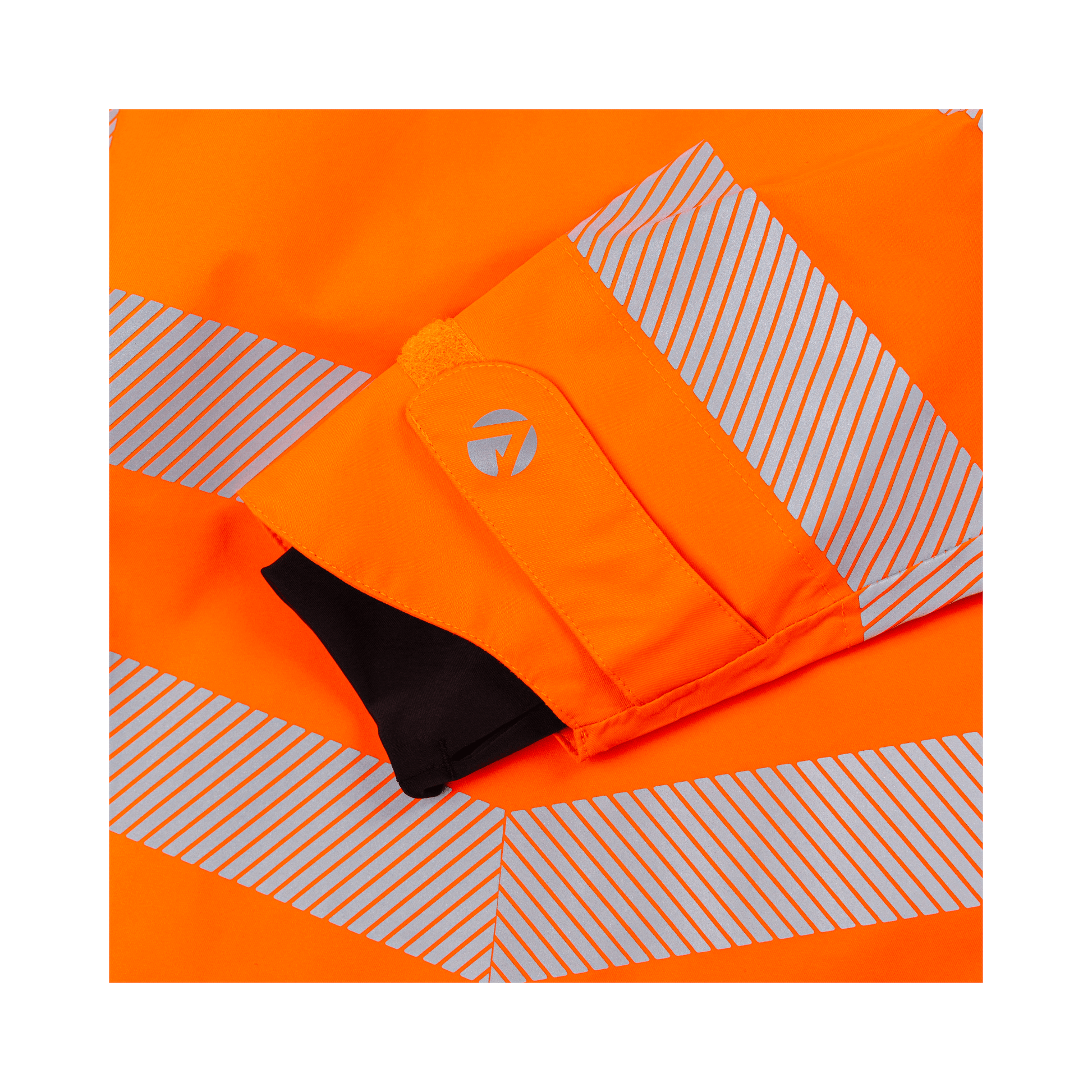Full Zip Waterproof Womens Work Jacket Hi-Vis Orange sleeve detail with reflective stripes for safety and visibility.
