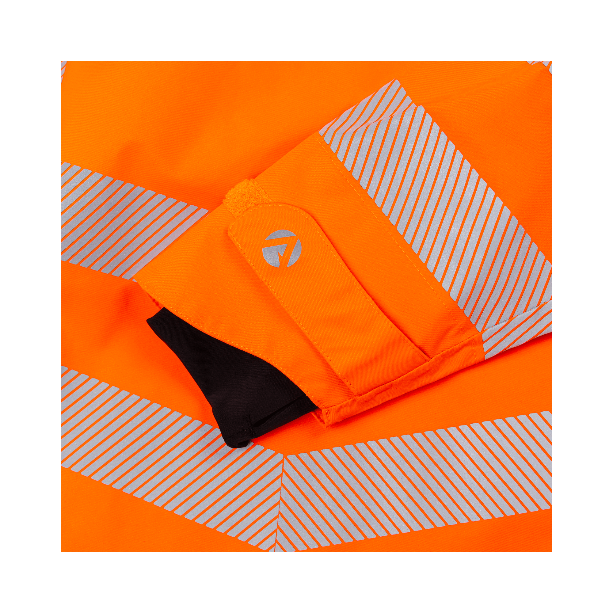 Full Zip Waterproof Womens Work Jacket Hi-Vis Orange sleeve detail with reflective stripes for safety and visibility.