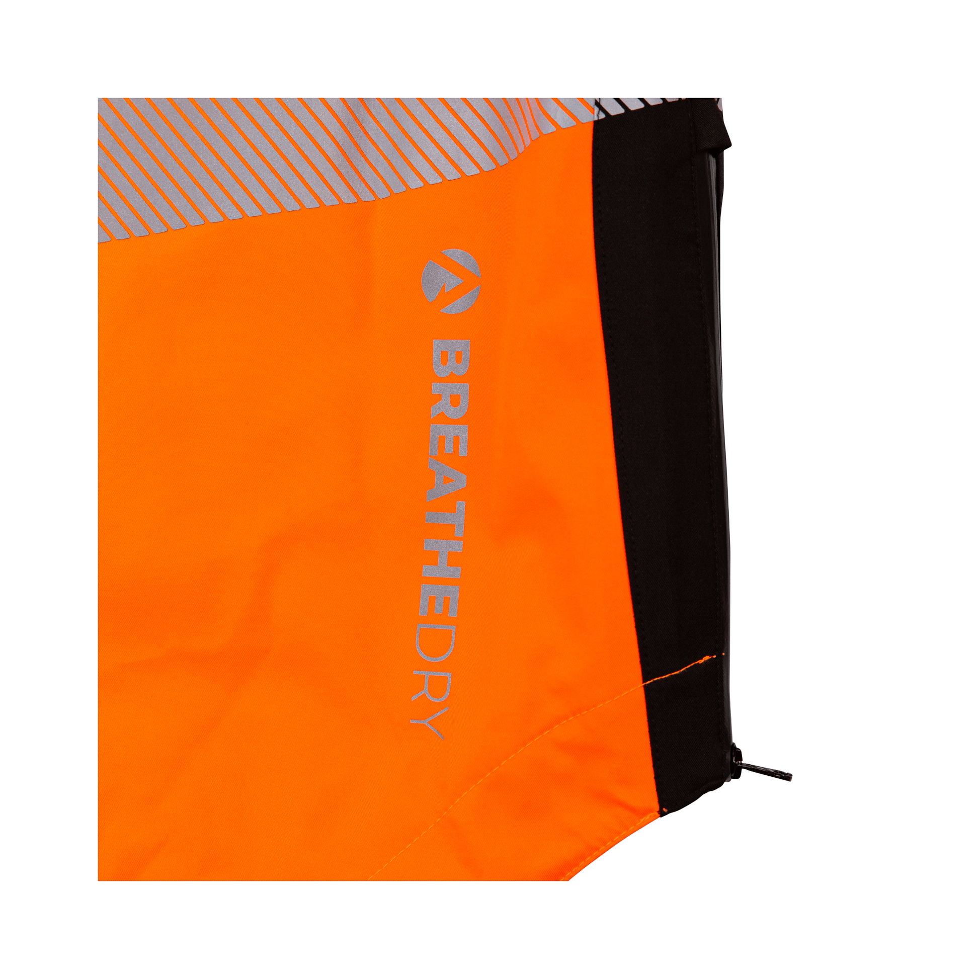 Full Zip Waterproof Work Jacket Hi-Vis Orange close-up of BREATHE DRY fabric details