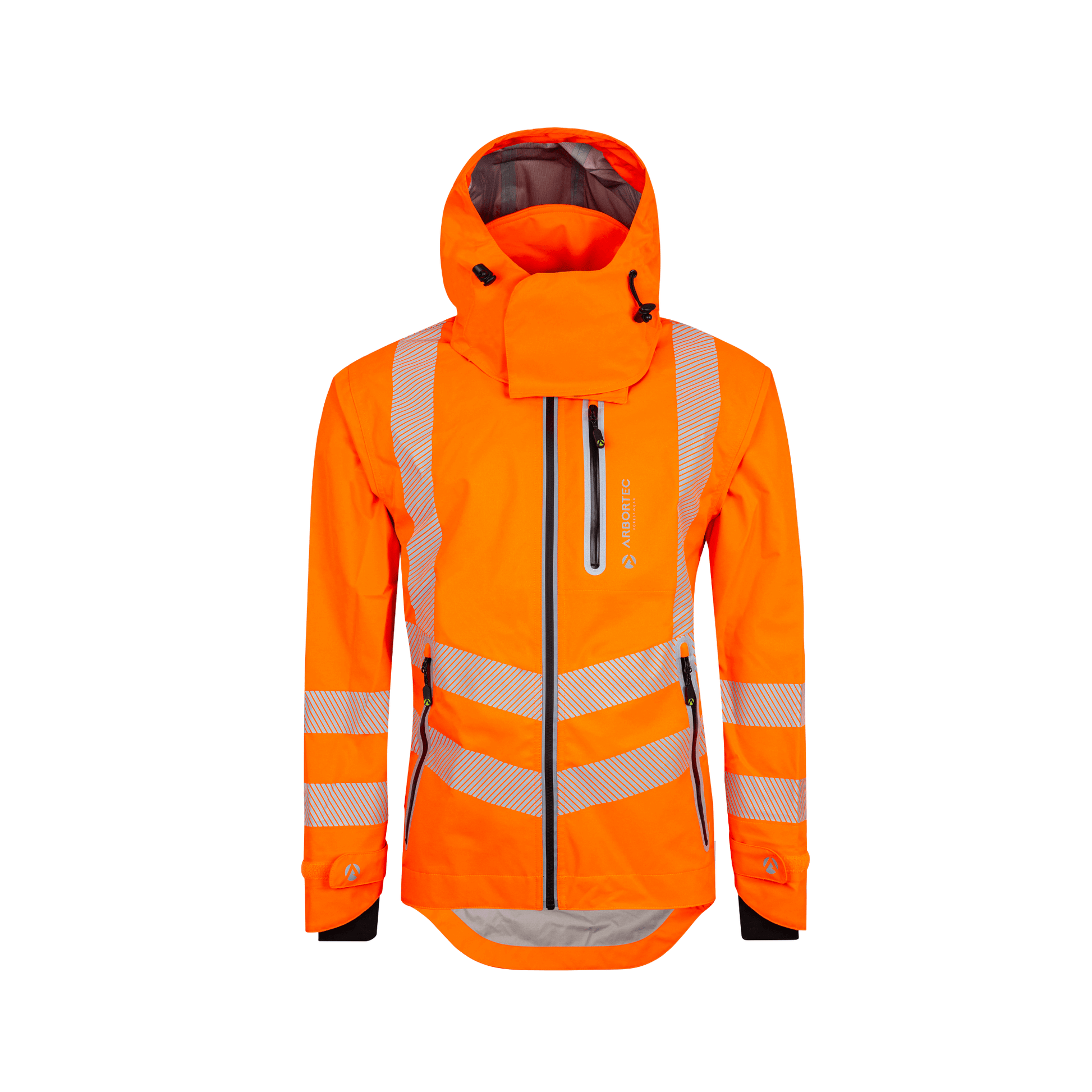 Full Zip Waterproof Work Jacket Hi-Vis Orange for outdoor professionals and arborists.