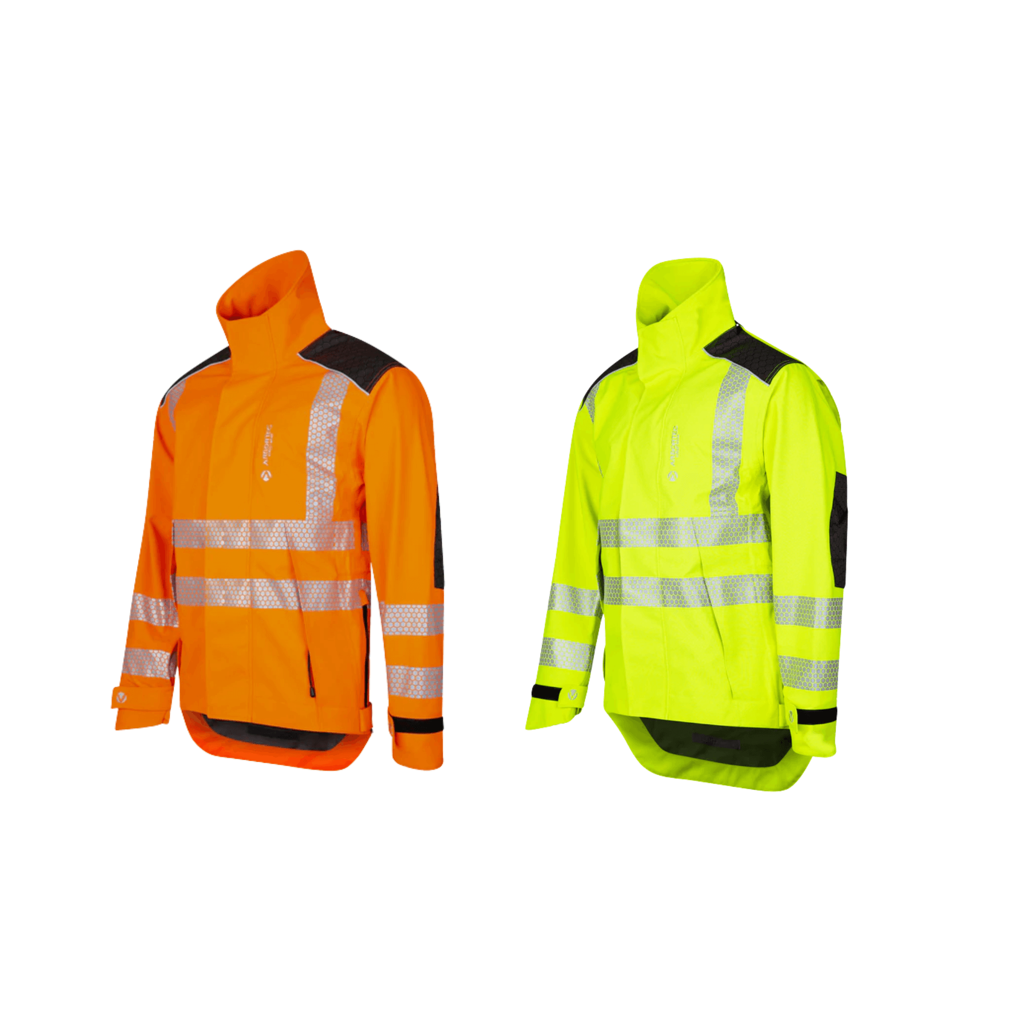 Heavy Duty Full Zip Waterproof Jacket Hi Vis in hi-vis orange and yellow for tree surgeons and arborists.