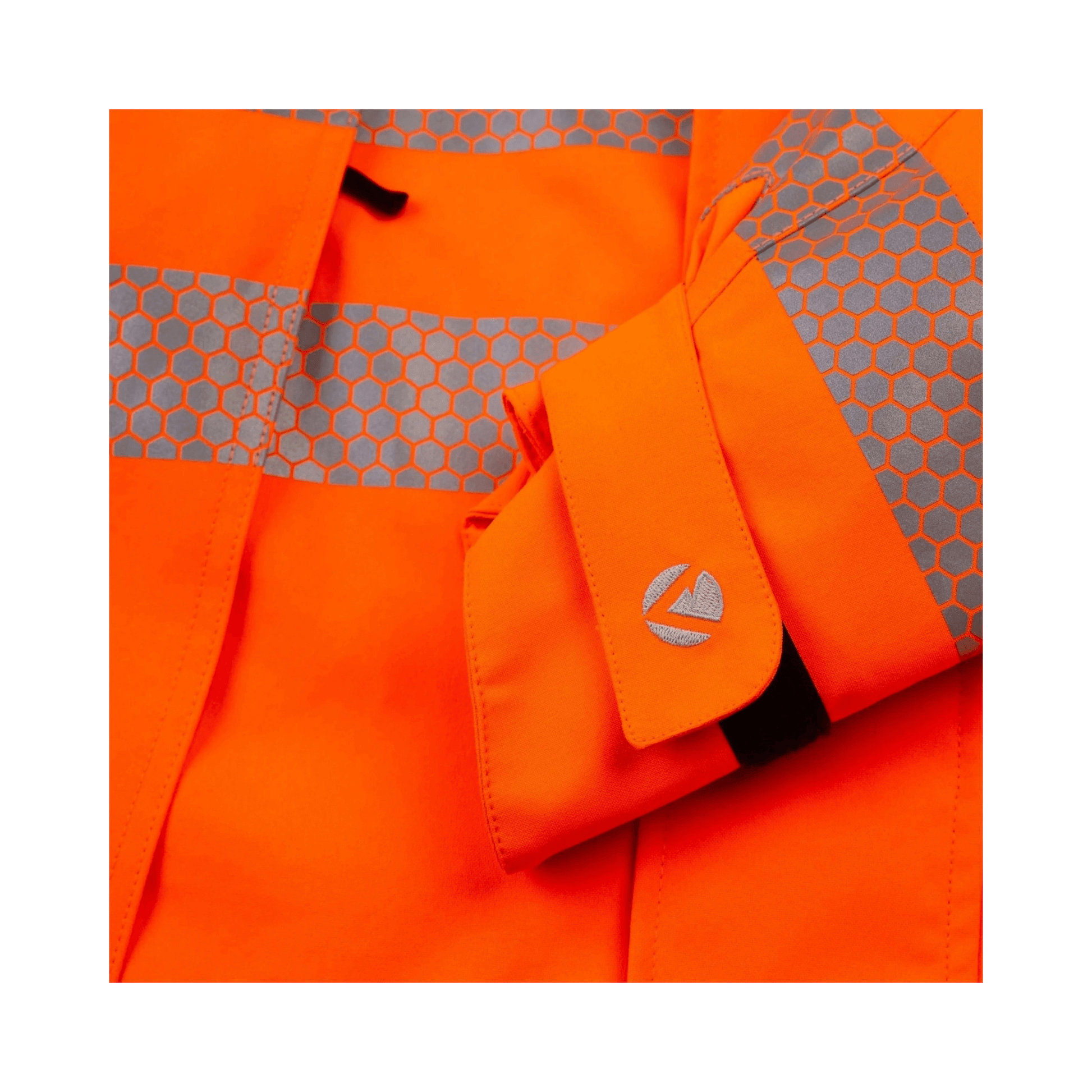 Heavy Duty Full Zip Waterproof Jacket Hi Vis Orange featuring high-visibility reflective strips and durable material.