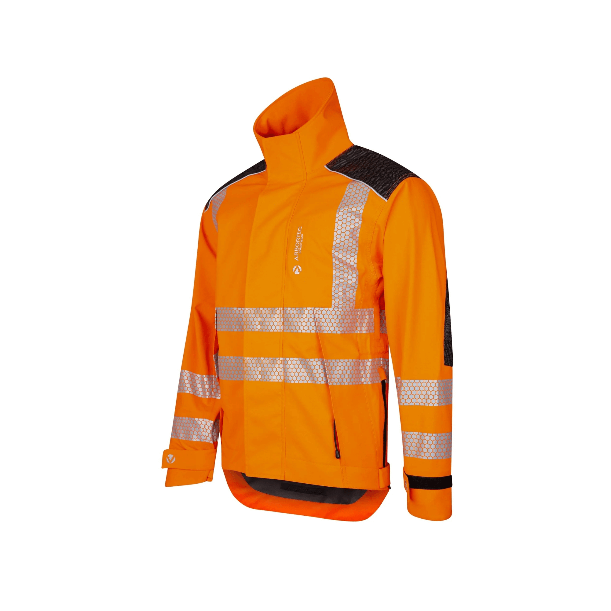 Heavy Duty Full Zip Waterproof Jacket Hi Vis Orange with reflective strips for high visibility in harsh environments.