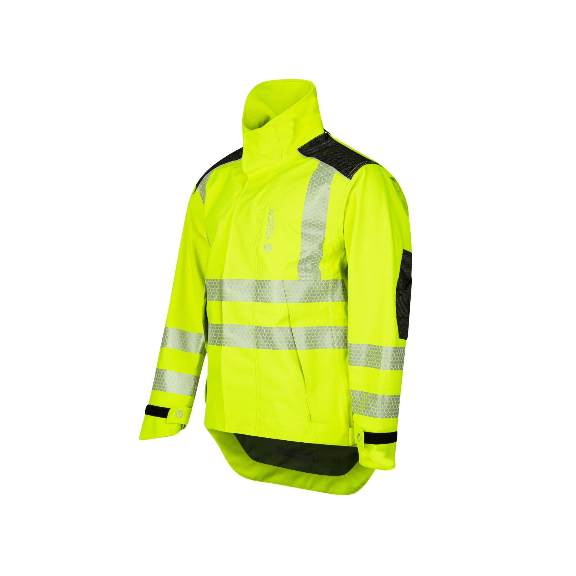Heavy Duty Full Zip Waterproof Jacket Hi Vis Yellow with reflective strips for enhanced visibility and protection.