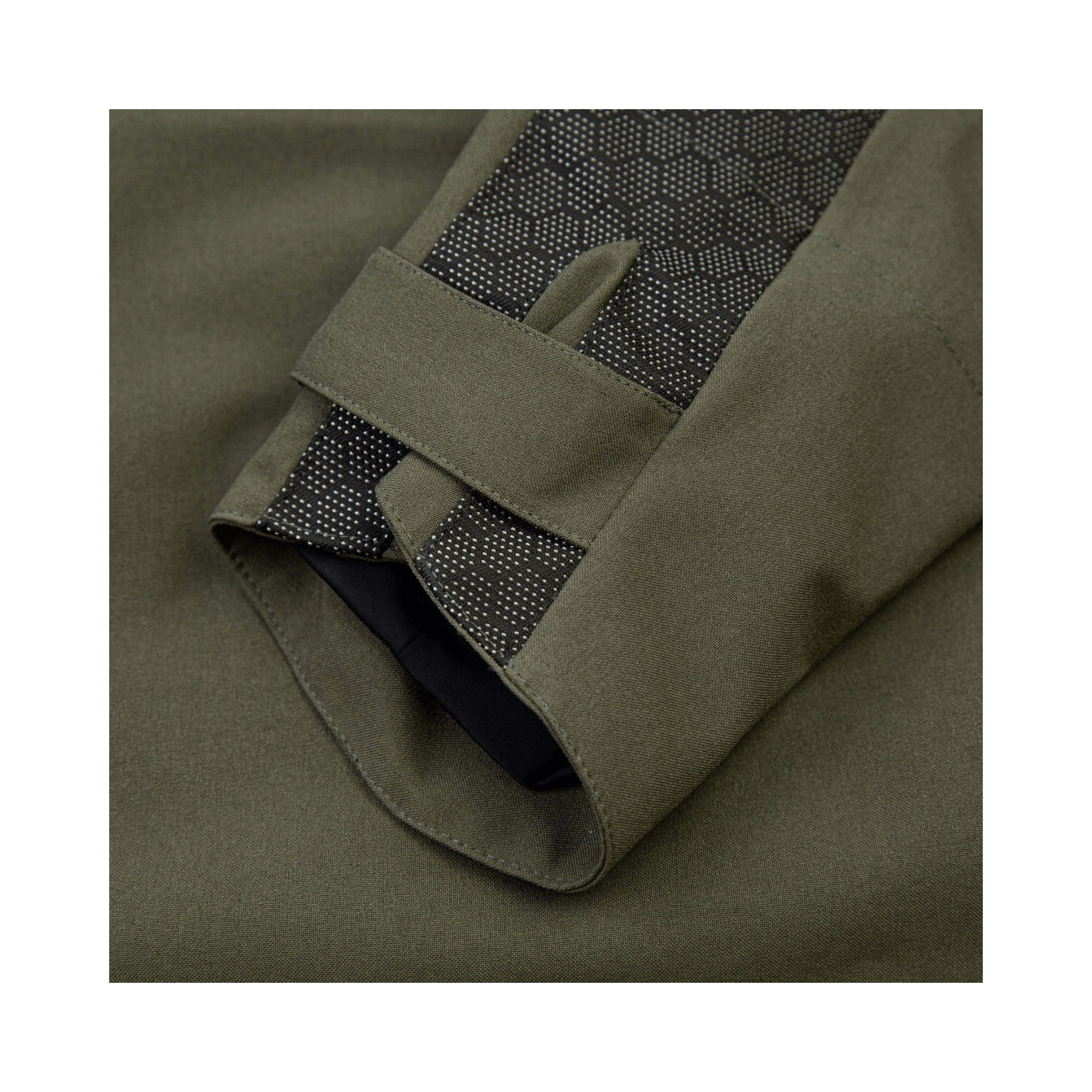 Heavy Duty Full Zip Waterproof Jacket Olive cuff detail showcasing durable fabric and waterproof features.