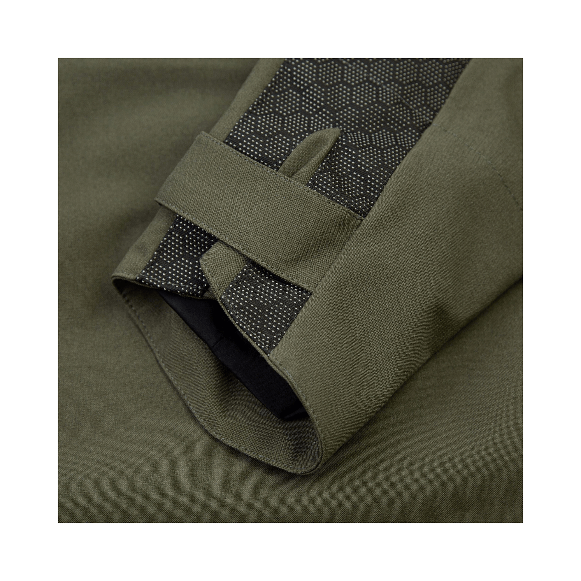 Heavy Duty Full Zip Waterproof Jacket Olive cuff detail showcasing durable fabric and waterproof features.