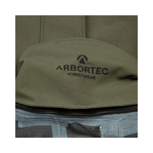Arbortec logo on a Heavy Duty Full Zip Waterproof Jacket Olive, showcasing quality forestwear craftsmanship.