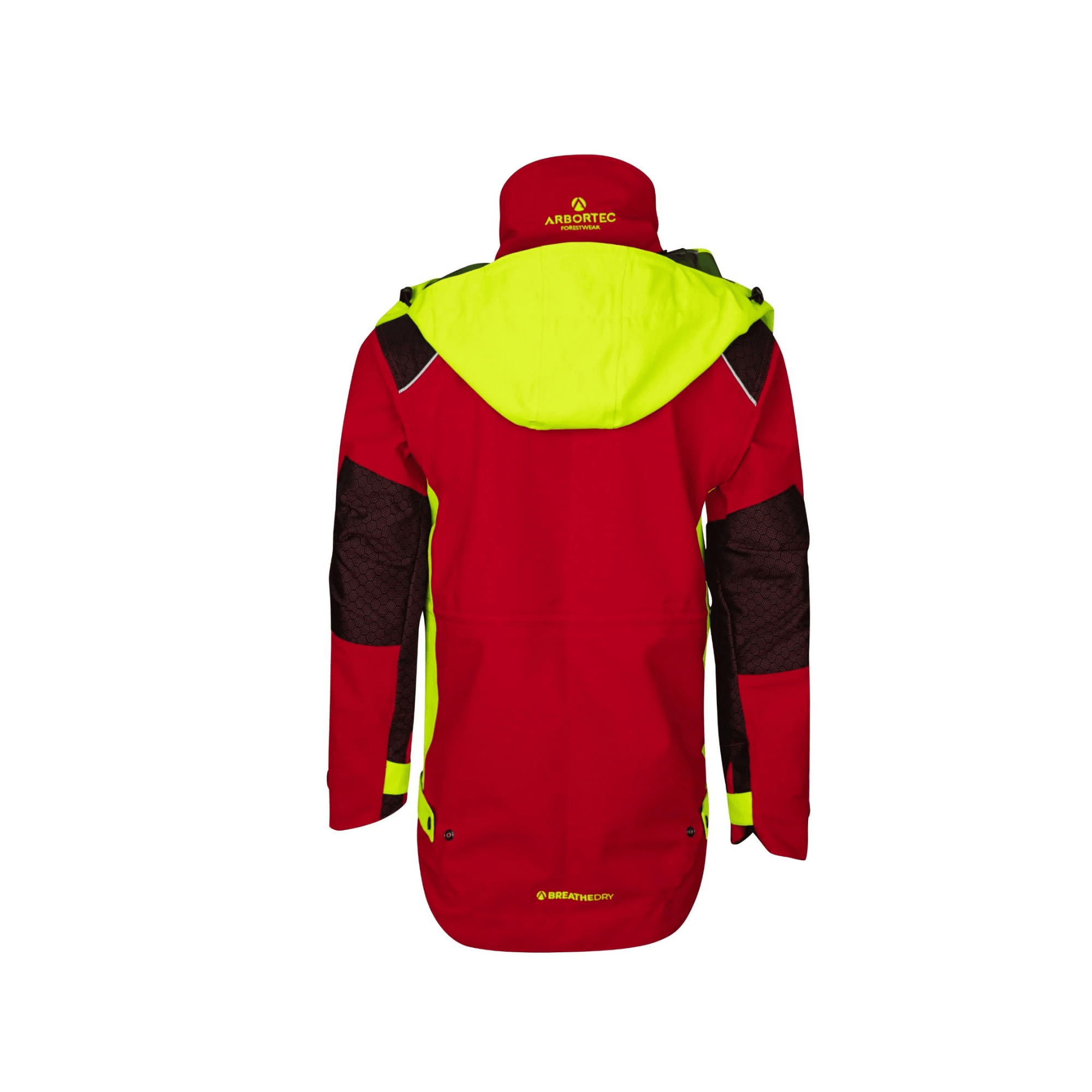 Heavy Duty Full Zip Waterproof Jacket Red back view showcasing vibrant color and durable design.