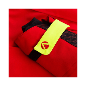 Heavy Duty Full Zip Waterproof Jacket Red detail with bright yellow strap and logo