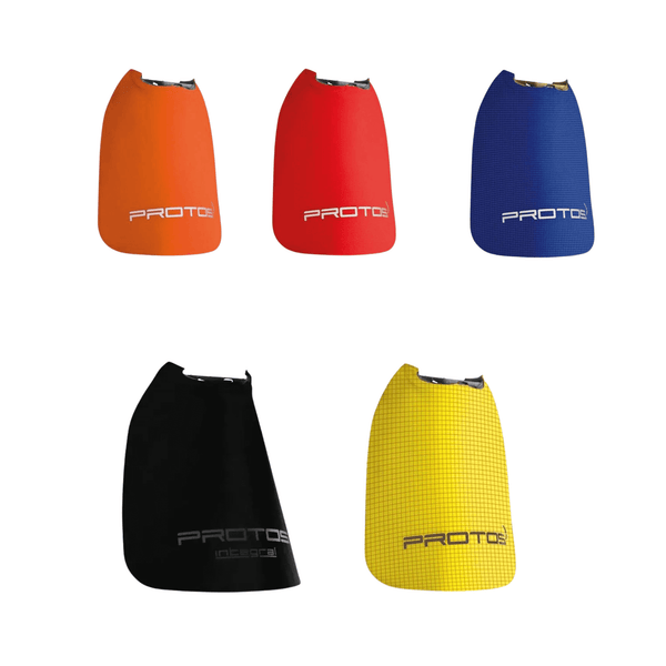 Integral Helmet Neck Cape in orange, red, blue, black, and yellow colors for tree surgeons and arborists.