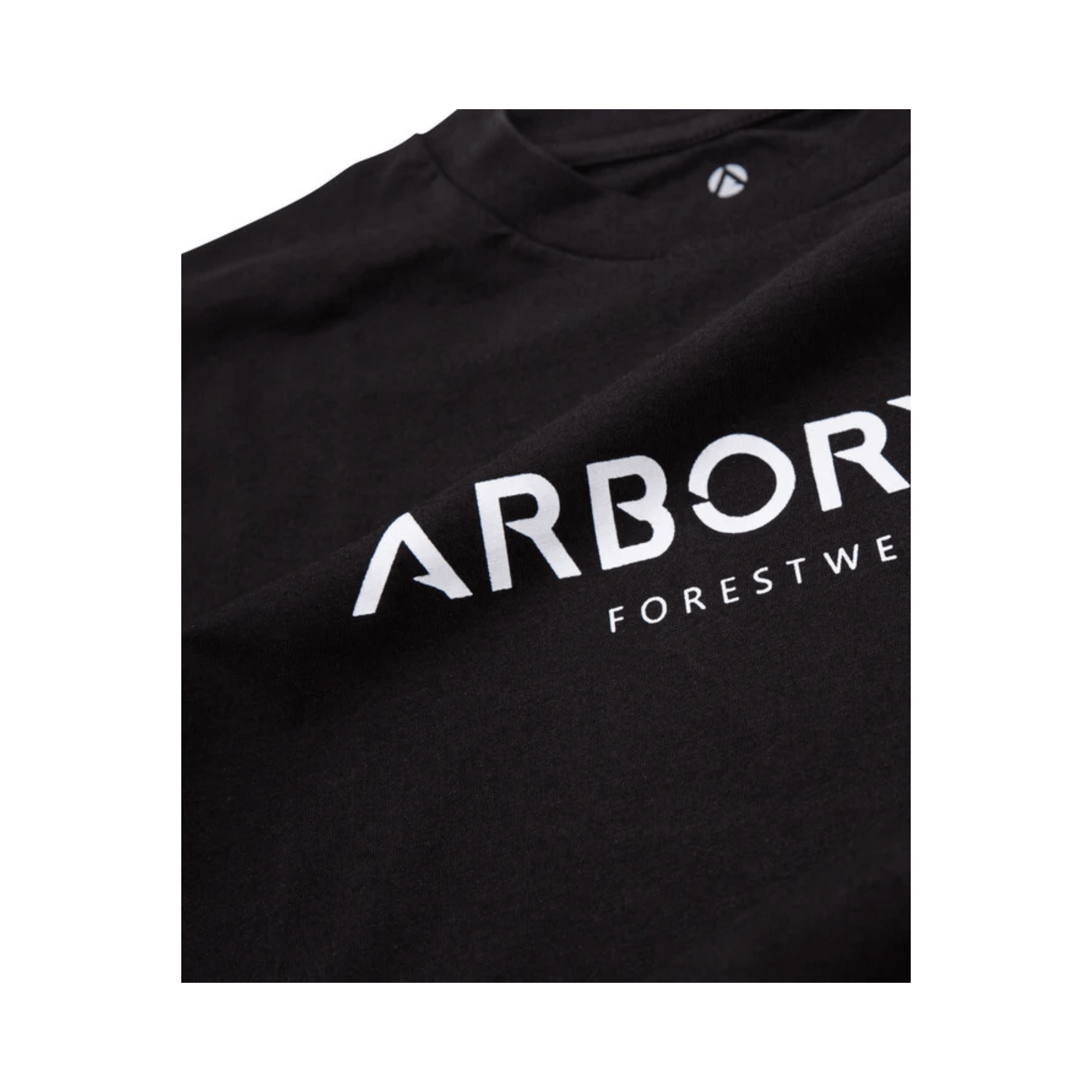 Long Sleeve T-Shirt Black featuring Arbortec logo on high-quality cotton fabric, designed for tree surgeons and outdoor professionals.