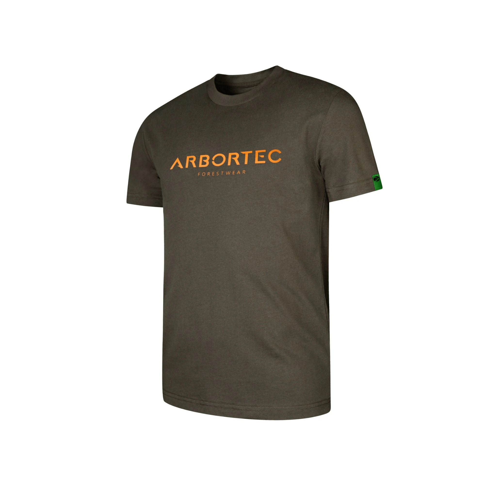Short Sleeve T-Shirt Olive featuring Arbortec logo in orange, made of soft-touch 100% cotton.