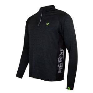 Black long sleeve performance t-shirt for tree surgeons, featuring ventilated mesh panels for comfort and breathability.