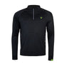 Black long sleeve performance T-shirt with zipper, ideal for tree surgeons, featuring ventilated mesh panels for breathability.
