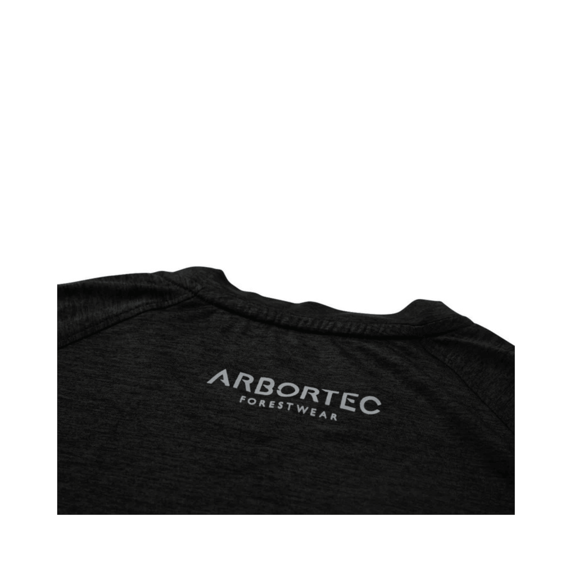 Back view of Arbortec Performance T-Shirt Short Sleeve displaying logo, ideal for tree surgeons and outdoor professionals.