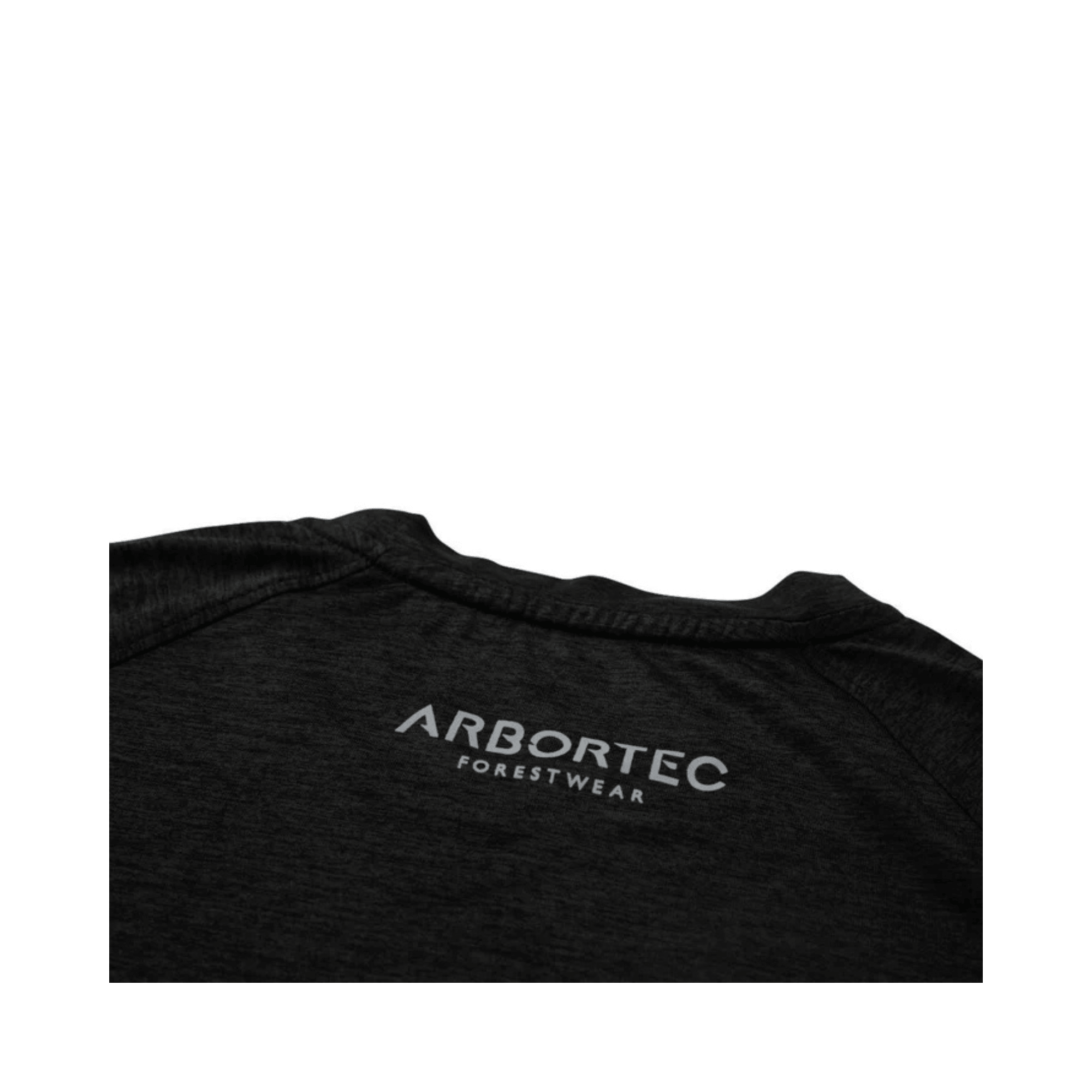 Back view of Arbortec Performance T-Shirt Short Sleeve displaying logo, ideal for tree surgeons and outdoor professionals.