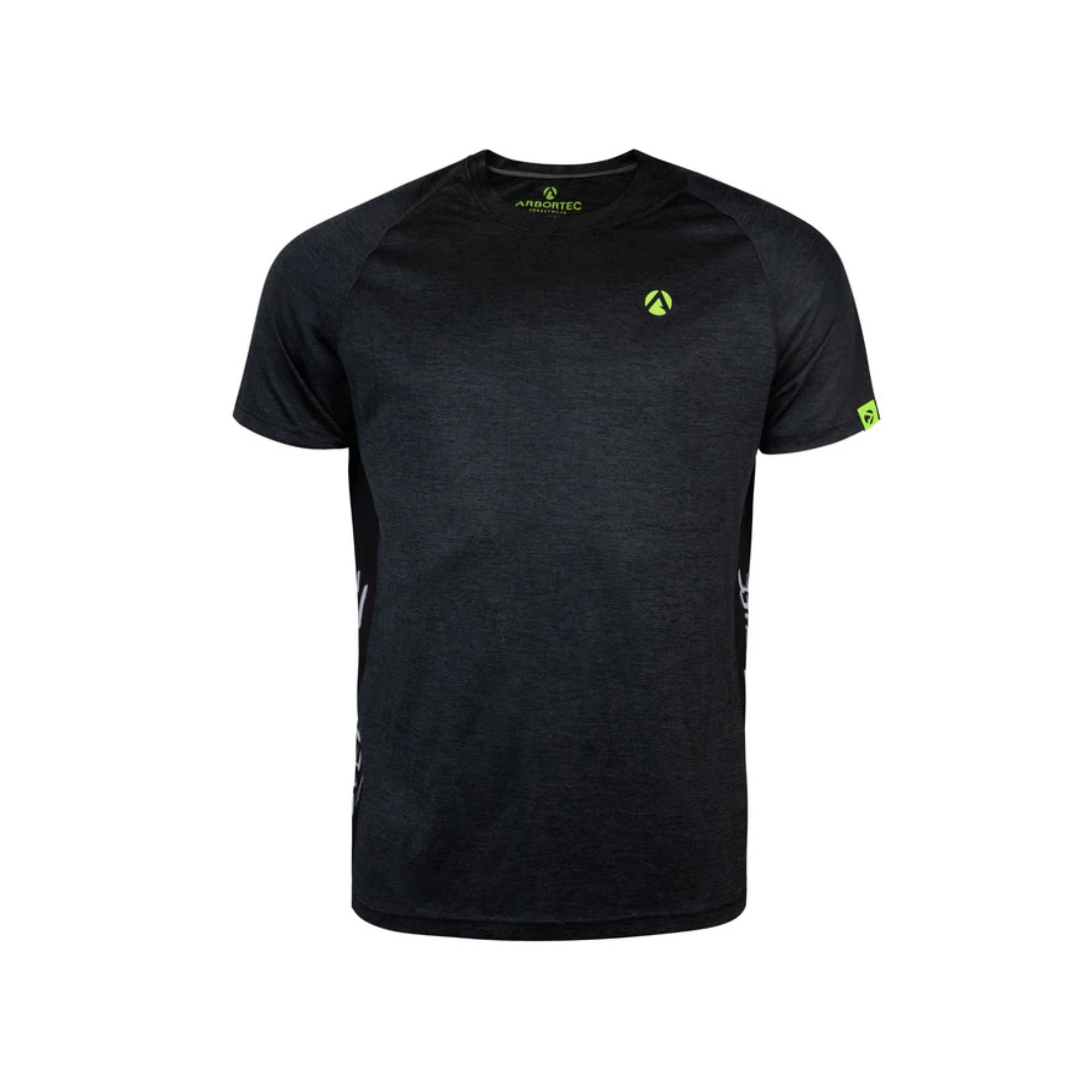 Performance T-Shirt Short Sleeve in black for tree surgeons and outdoor workers, featuring lightweight and breathable fabric.