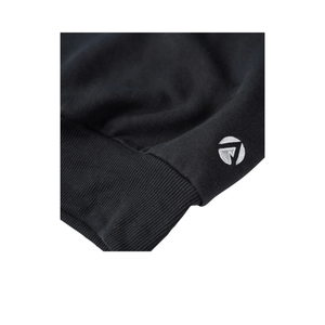 Close-up of Arbortec Signature Pullover Hoodie black cuff featuring logo, ideal for tree surgeons and eco-conscious wearers.
