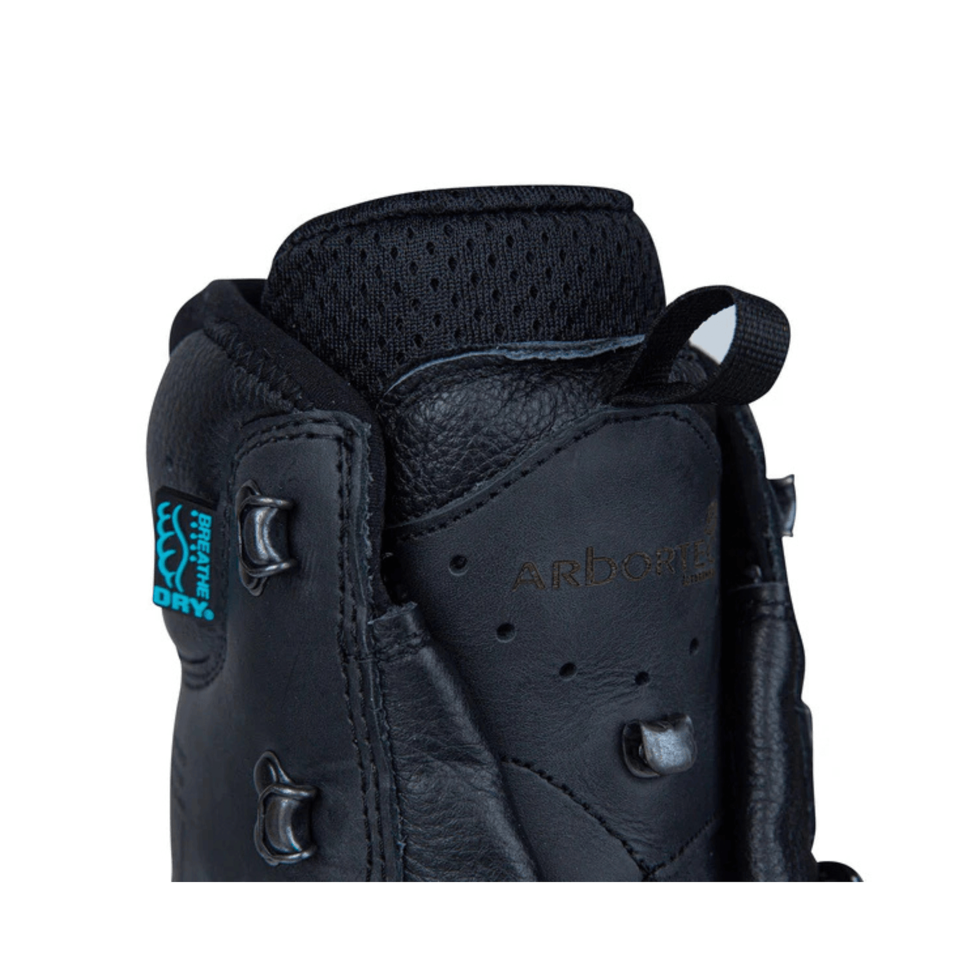 Close-up of Arbortec Scafell Lite Chainsaw Boots Class 2 showcasing durable construction and safety features.