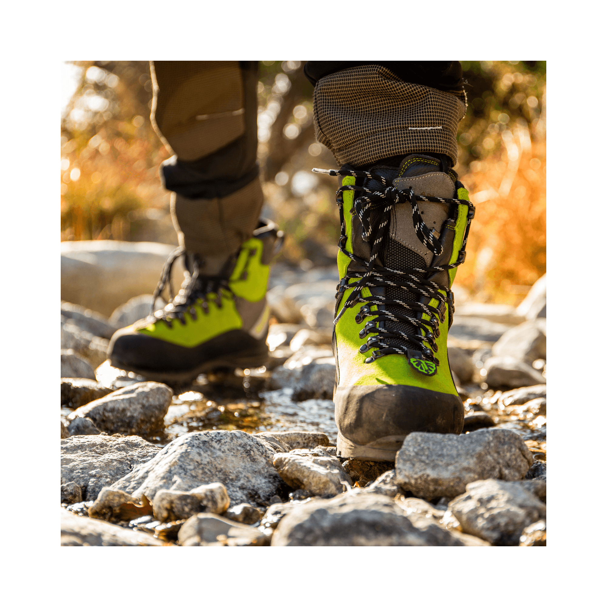 Scafell Lite Lime Chainsaw Boots for tree surgeons, featuring protective design and comfort, ideal for forestry professionals.