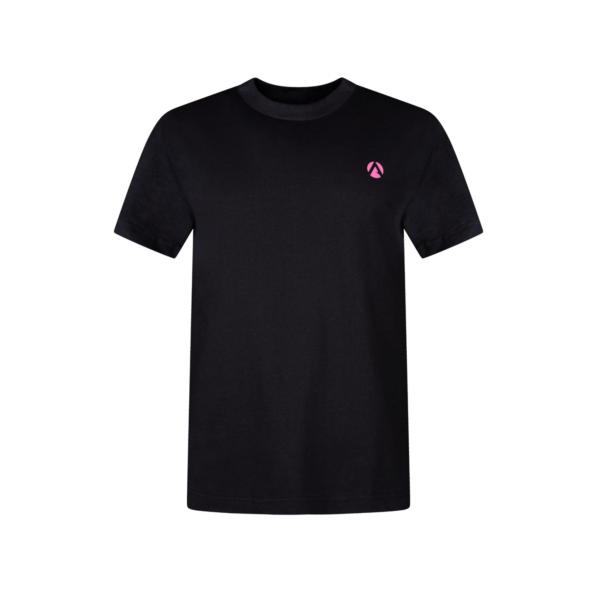 Short Sleeve T-Shirt Black featuring a vivid pink Arbortec logo, 100% cotton, slim fit for comfort and style.