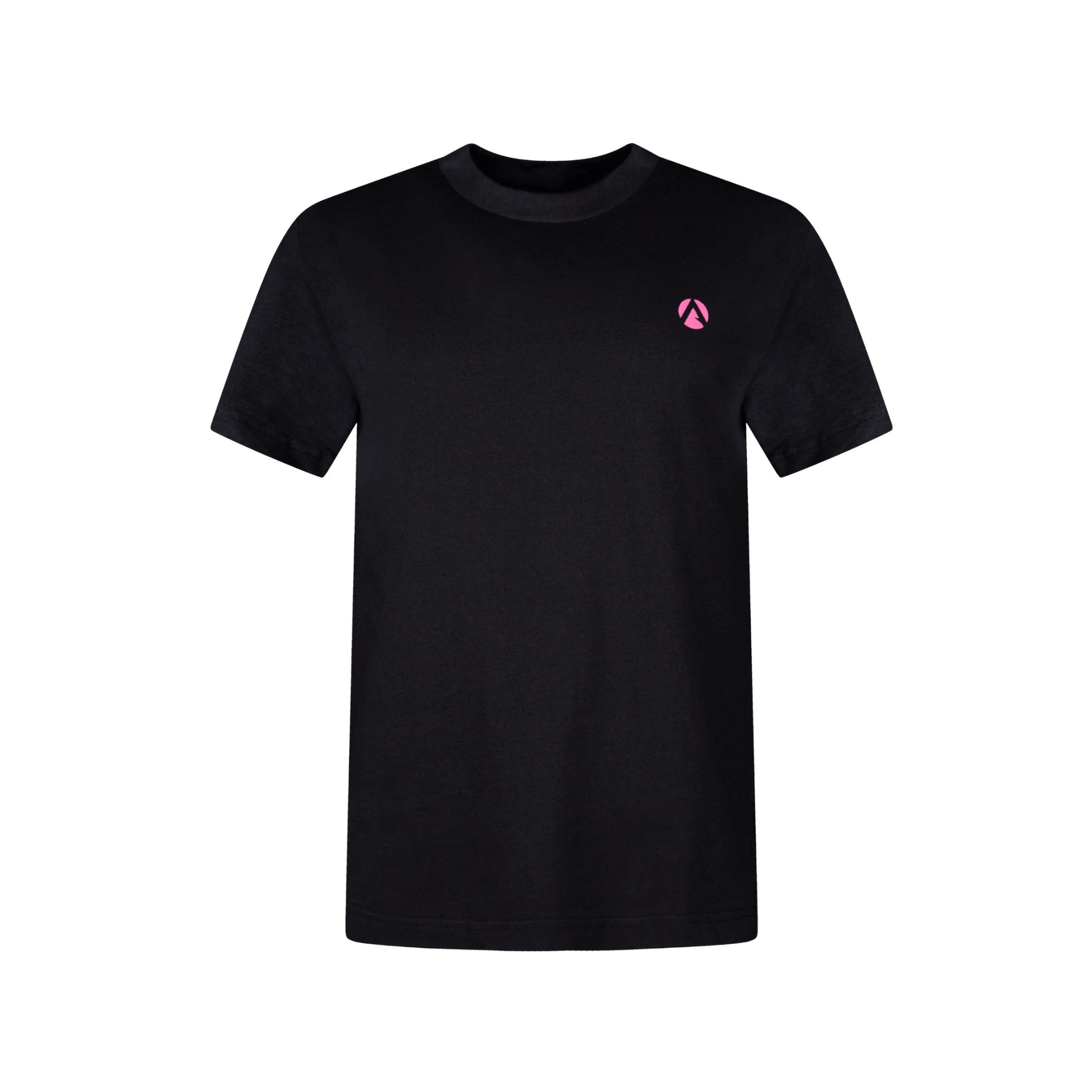 Short Sleeve T-Shirt Black featuring a vivid pink Arbortec logo, 100% cotton, slim fit for comfort and style.