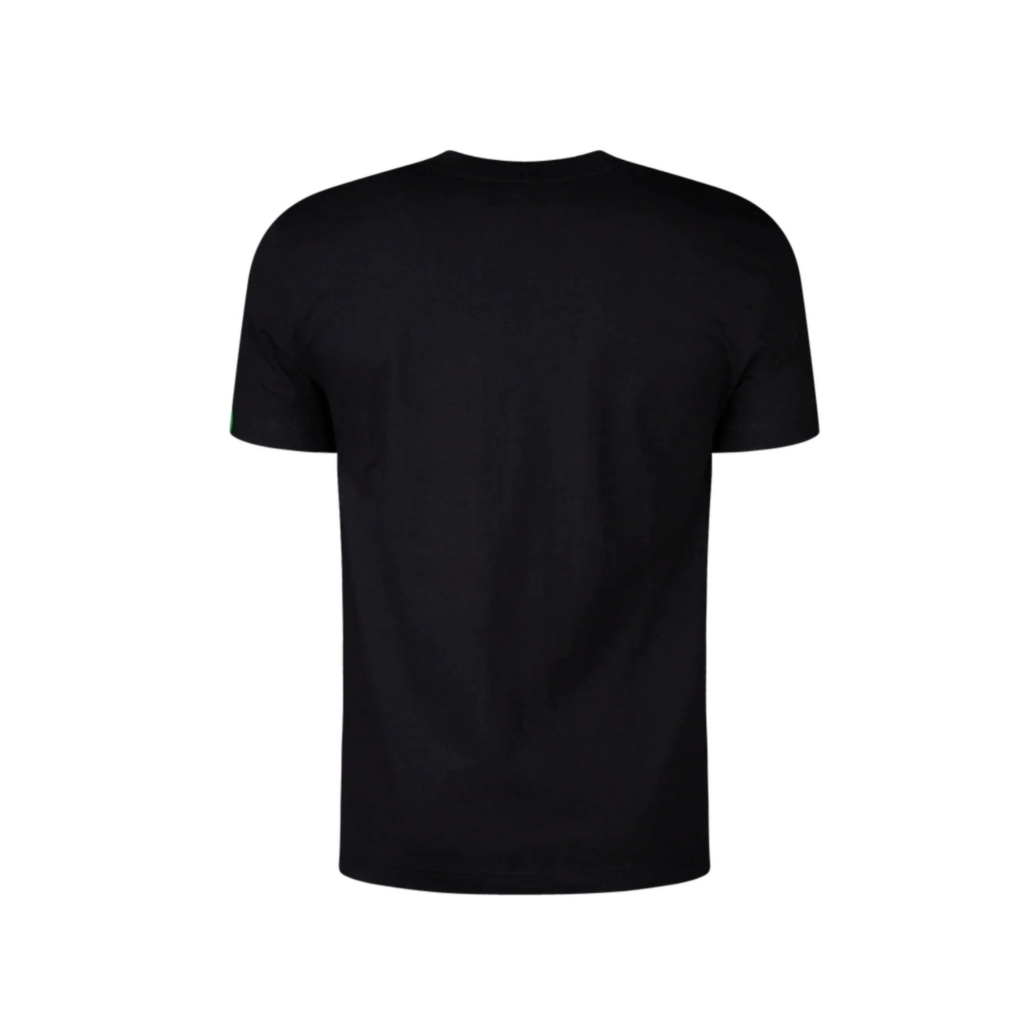 Back view of Short Sleeve T-Shirt Black, showcasing a sleek design and 100% cotton fabric.