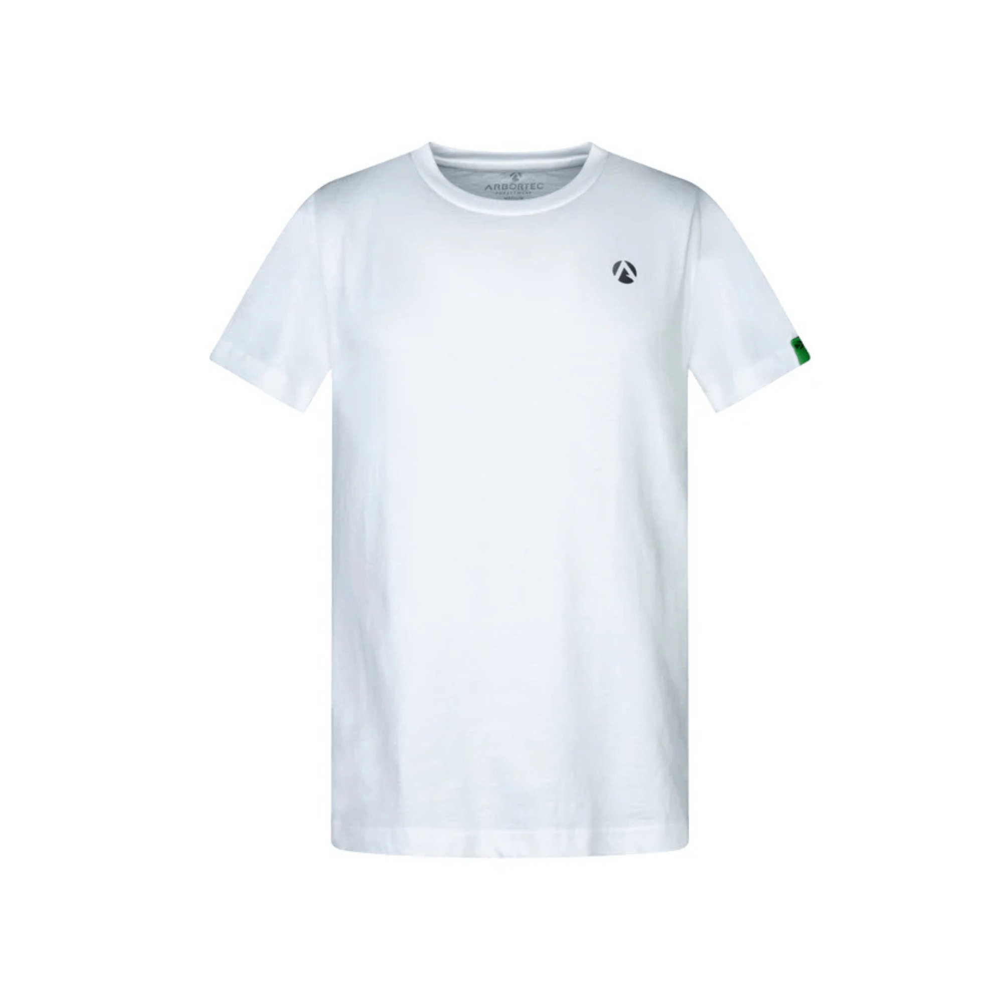 Short Sleeve T-Shirt White front view with Arbortec logo on chest, made from soft 100% cotton.