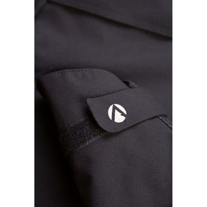 Close-up of the Arbortec Heavy Duty BreatheDry black jacket sleeve, showcasing premium waterproof fabric and logo.