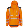 Hi-Vis orange jacket with reflective stripes, designed for tree surgeons, offering waterproof and breathable protection.