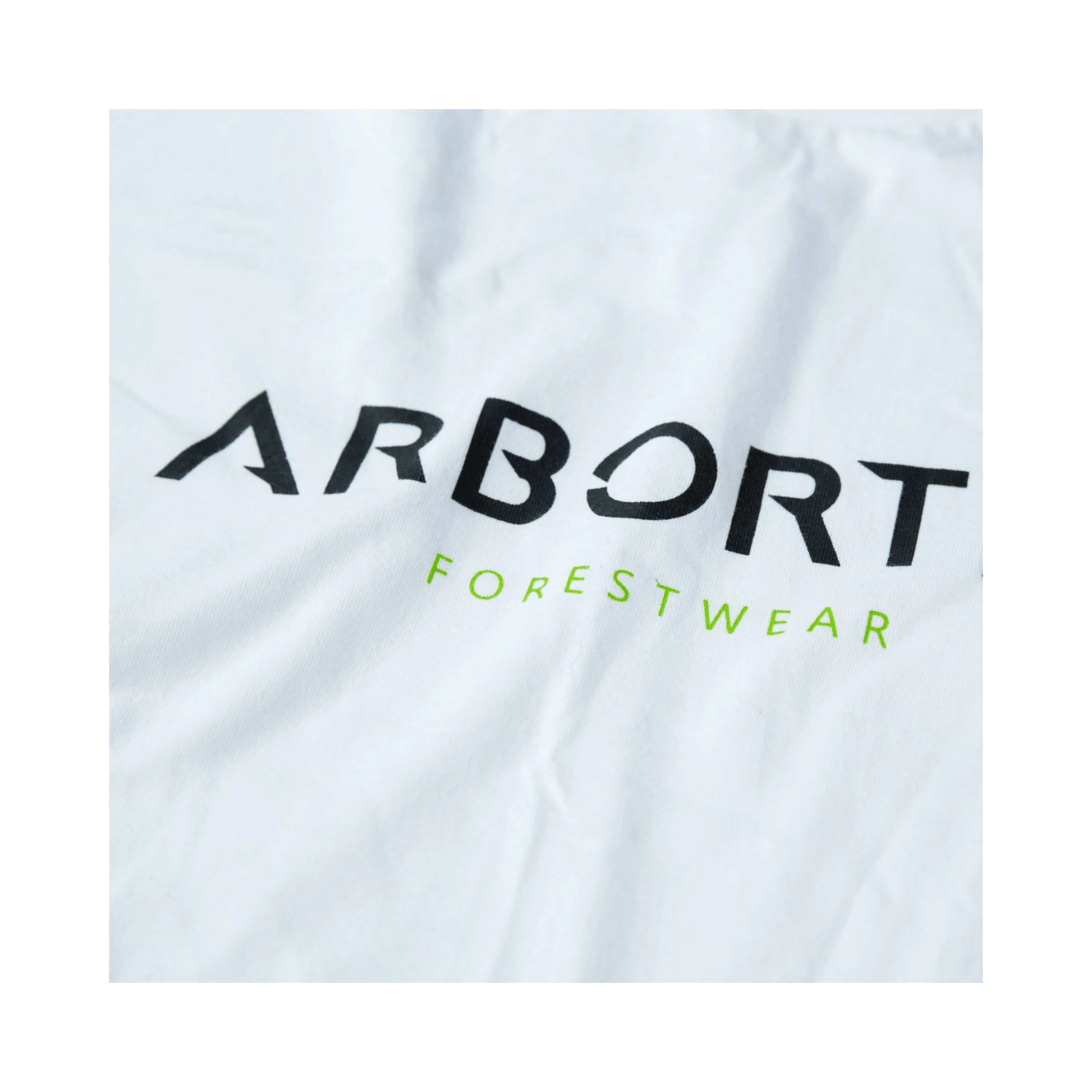 Short Sleeve T-Shirt White featuring Arbortec logo on soft cotton fabric for comfort and professional style.