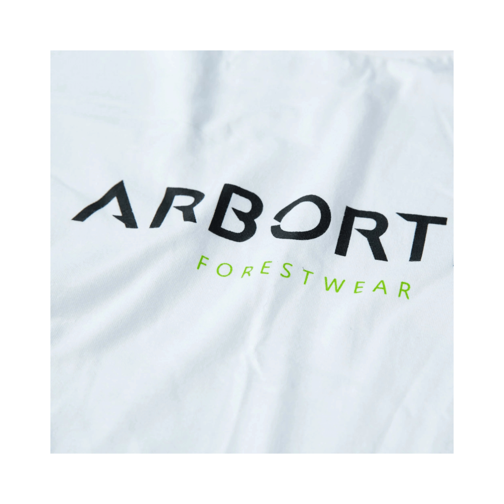 Short Sleeve T-Shirt White featuring Arbortec logo on soft cotton fabric for comfort and professional style.