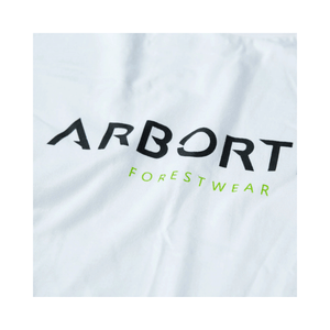 Short Sleeve T-Shirt White featuring Arbortec logo on soft cotton fabric for comfort and professional style.