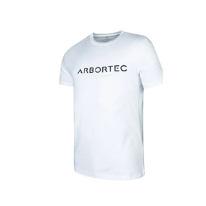 Short Sleeve T-Shirt White featuring a bold black Arbortec logo on a premium cotton fabric.