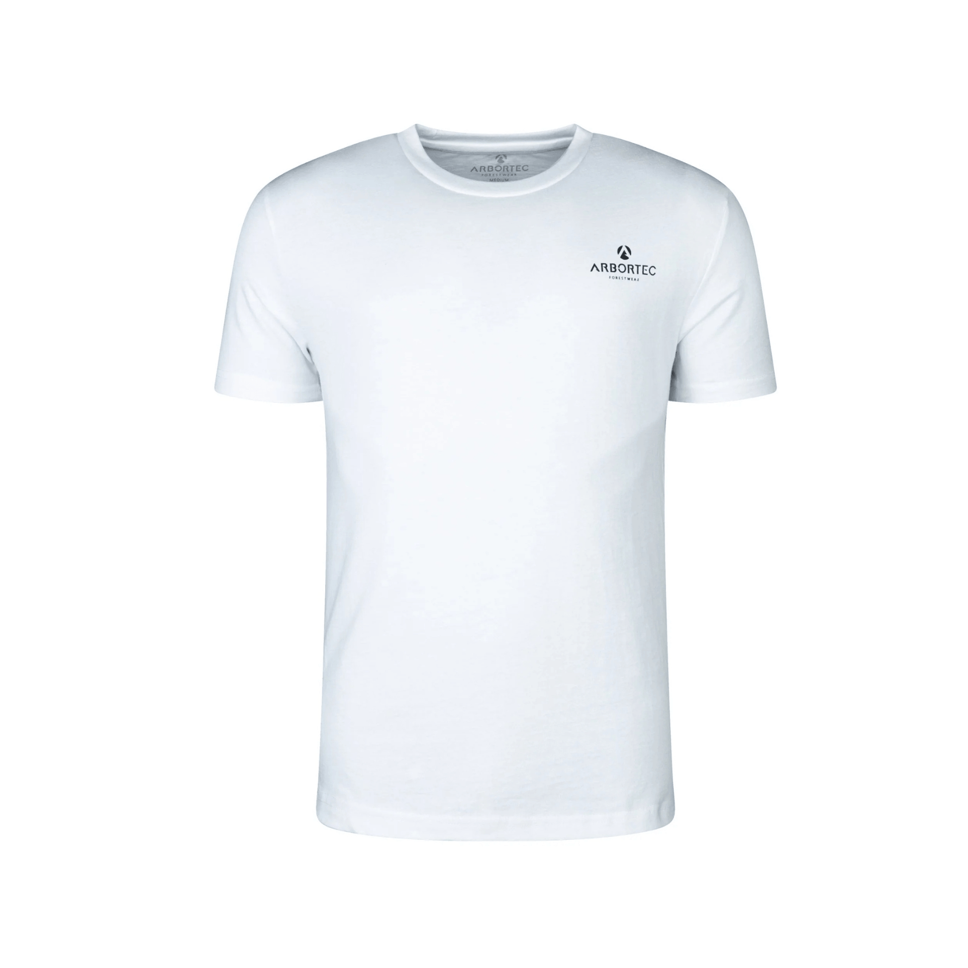 Short Sleeve T-Shirt White featuring Arbortec logo on front, made from soft 100% cotton for comfort and durability.