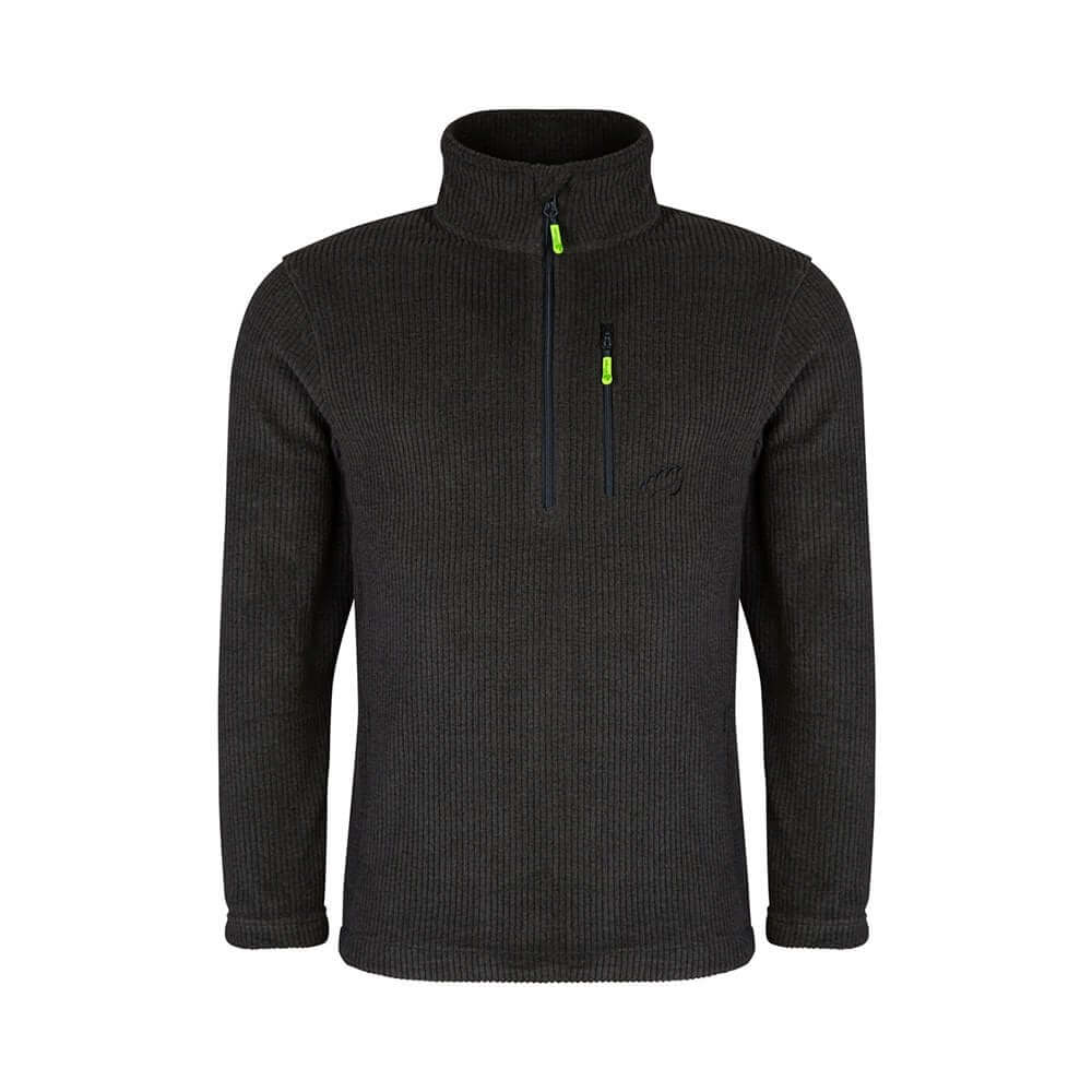 Wolf Half-Zip Knitted Fleece in Olive, ideal for tree surgeons and outdoor professionals seeking warmth and functionality.