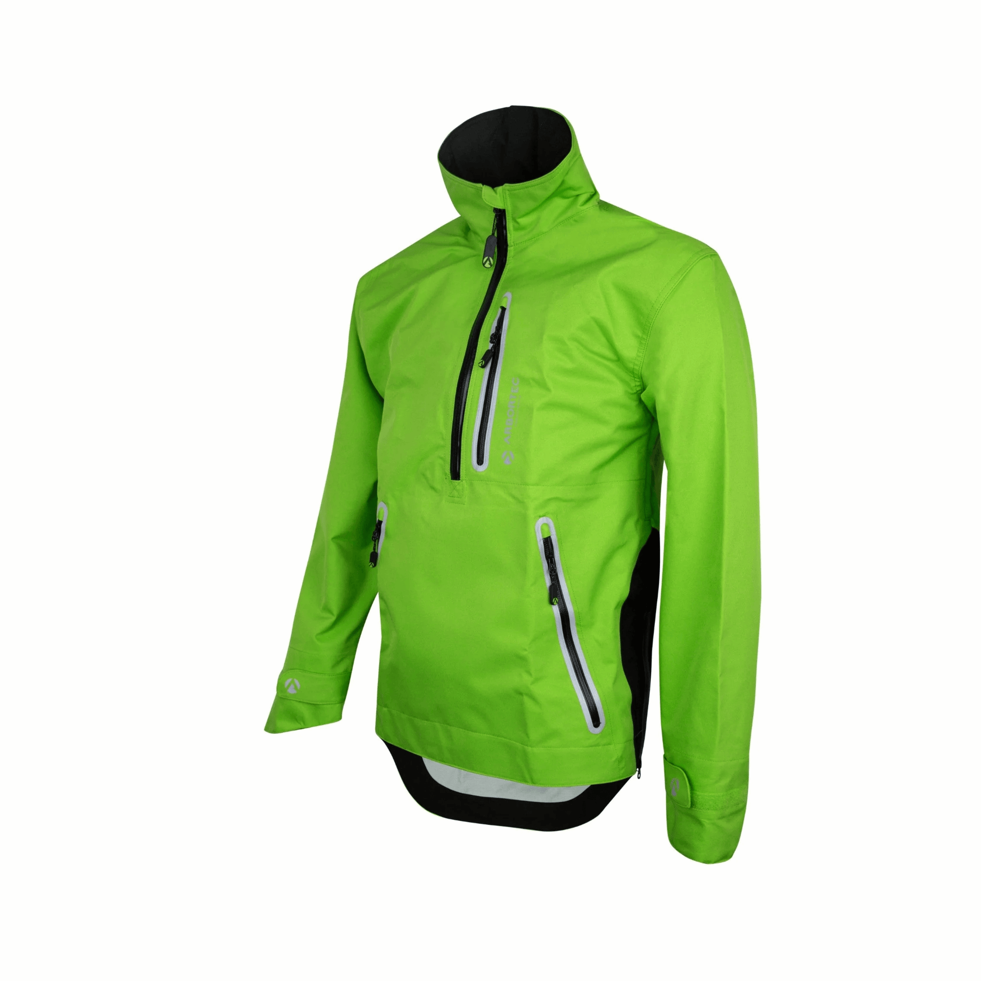 BreatheDry Waterproof Smock in lime green, designed for tree surgeons, lightweight and breathable technical garment.