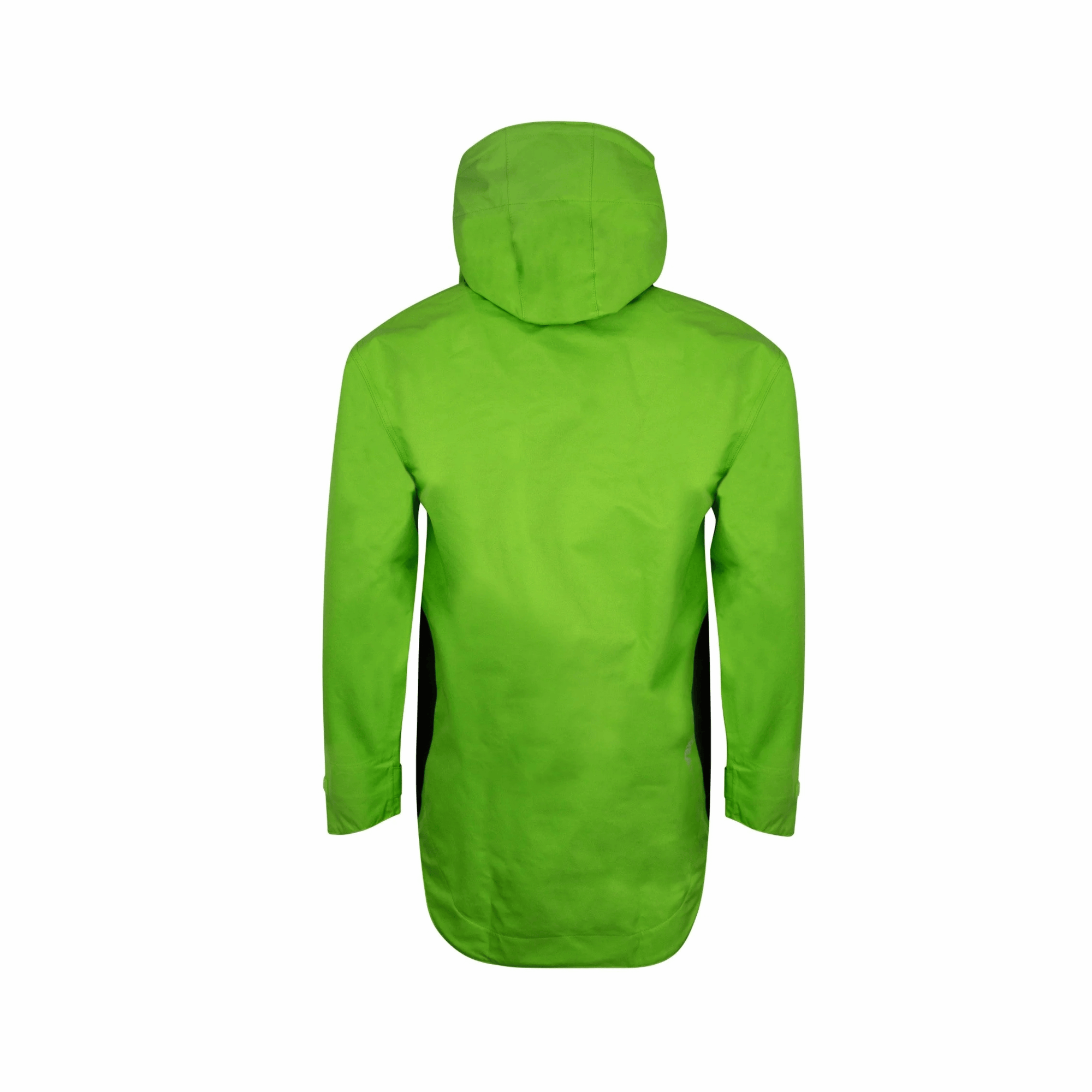 Back view of Arbortec BreatheDry Waterproof Smock in lime green, ideal for tree surgeons and arborists.