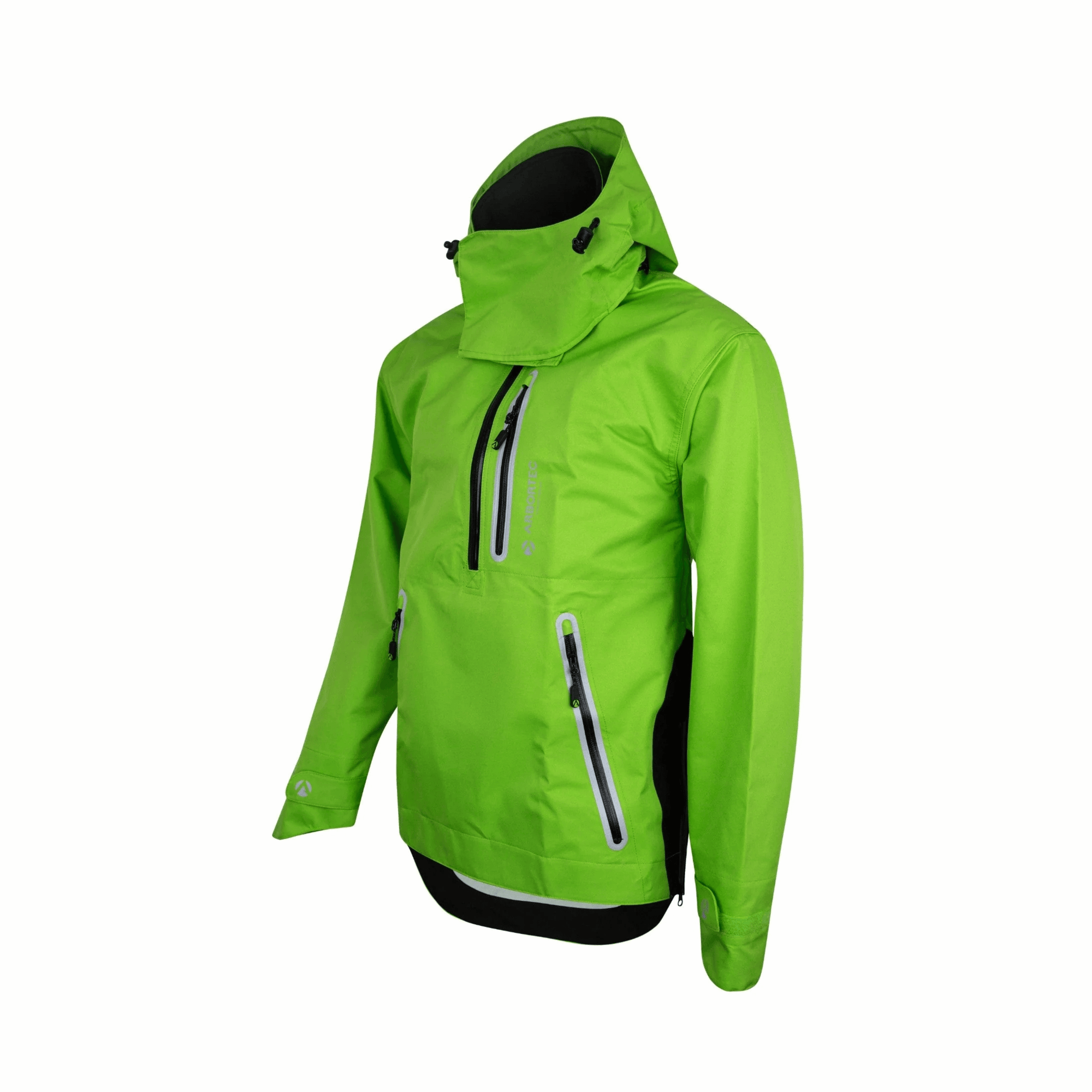 Arbortec BreatheDry Waterproof Smock in lime green for tree surgeons, lightweight and breathable protection.
