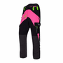 Breatheflex Pink Chainsaw Trousers for tree surgeons, featuring reinforced seams and Kevlar for durability.