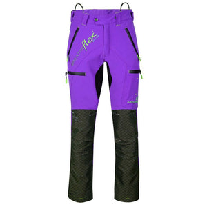 Breatheflex Pro Freestyle Chainsaw Trousers Type C in purple, designed for tree surgeons with durable and breathable materials.
