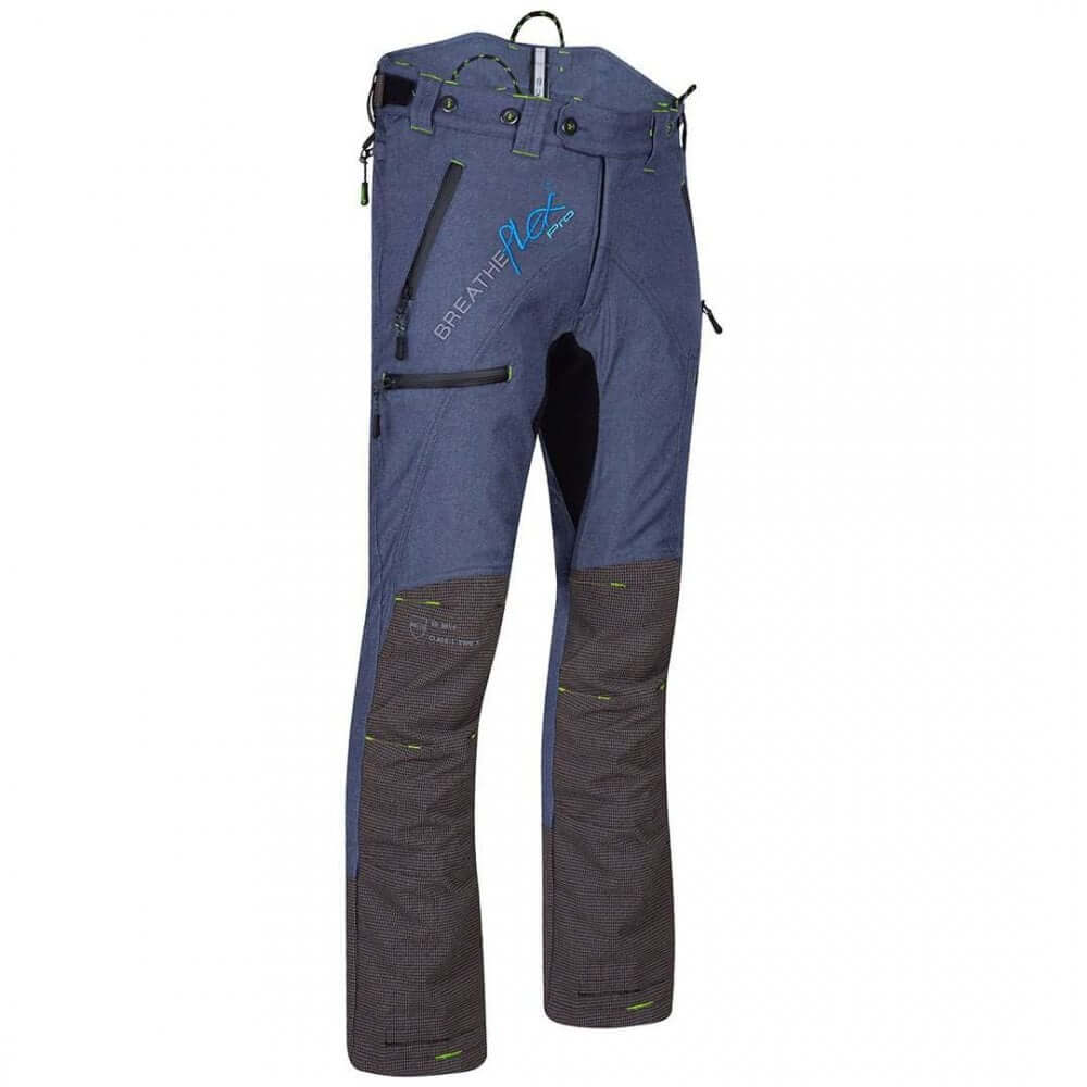 Breatheflex Pro Denim Blue Chainsaw Trousers designed for tree surgeons, offering durability and chainsaw protection.