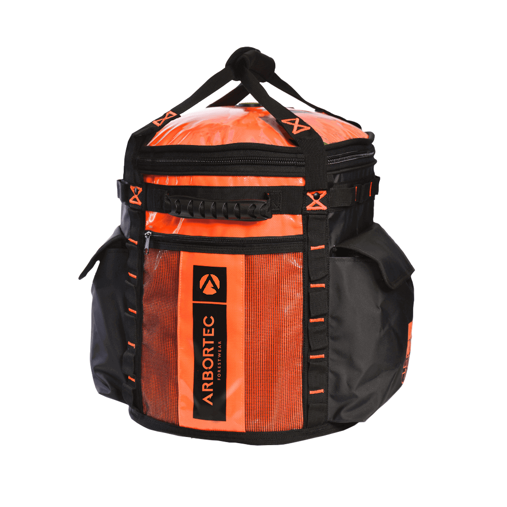 Arbortec Cobra DryKit 35L climbing rope bag, waterproof and durable, designed for tree surgeons, with multiple pockets and ventilation.