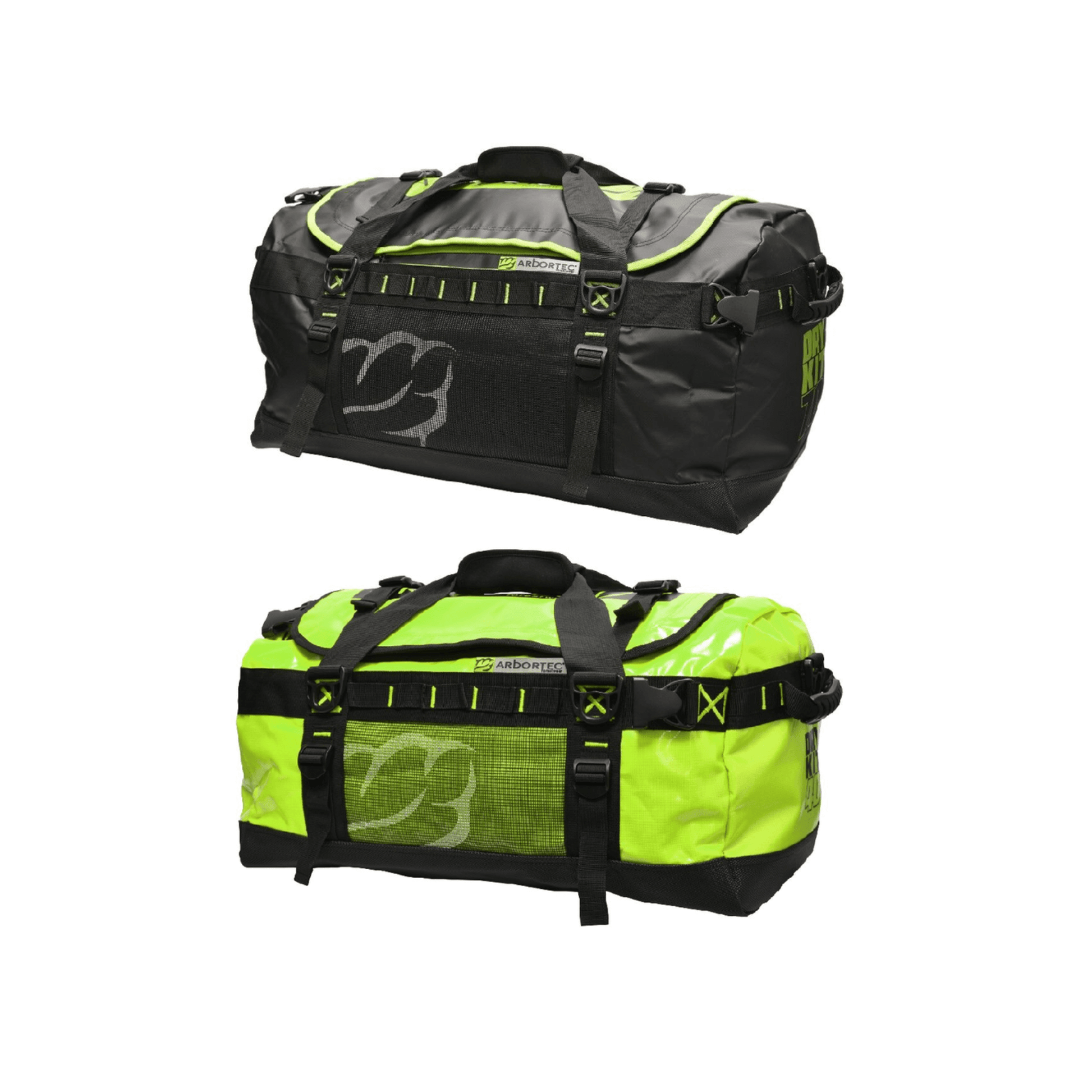 Drykit Mamba Climbing Kitbag 40L in black and neon green, designed for tree surgeons, with water-resistant features.