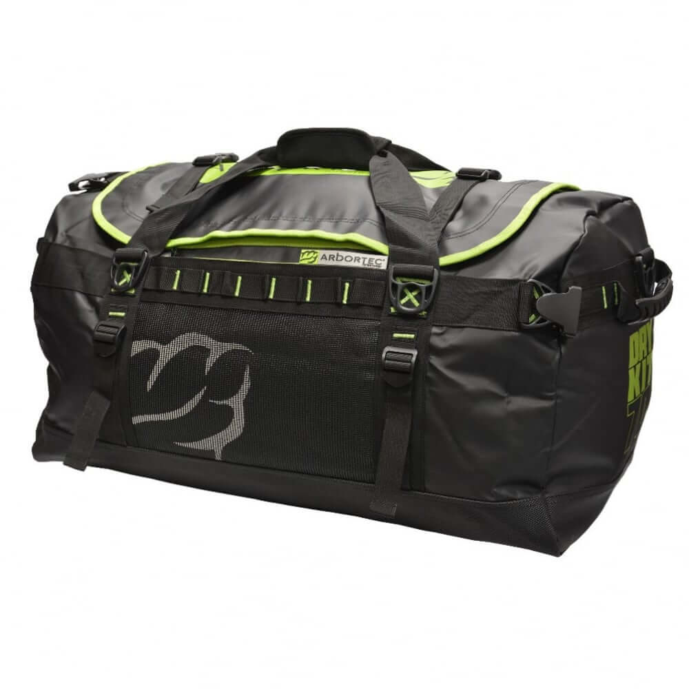 Arbortec Drykit Mamba climbing kitbag. Available in 40 or 70-liter sizes. Durable, waterproof black bag for storing and transporting tree climbing gear