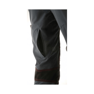 Detailed view of the pocket in Climbtech Gamma Chainsaw Trousers Black Type A for tree surgeons.